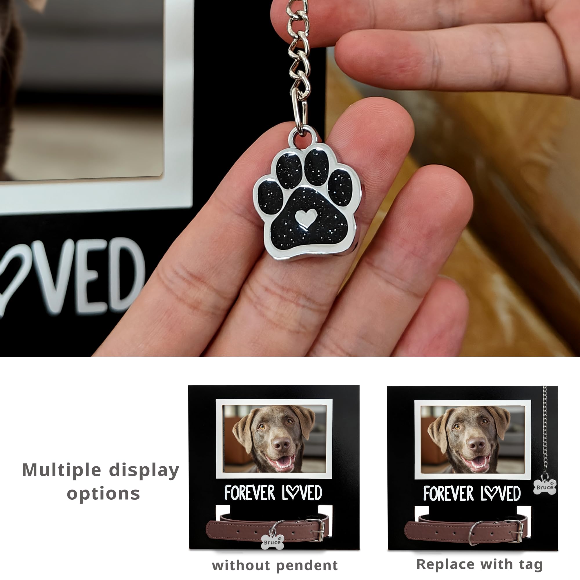Cadre memorial MYPAWLETS dimension 945x91, présentation stable sur bureau.