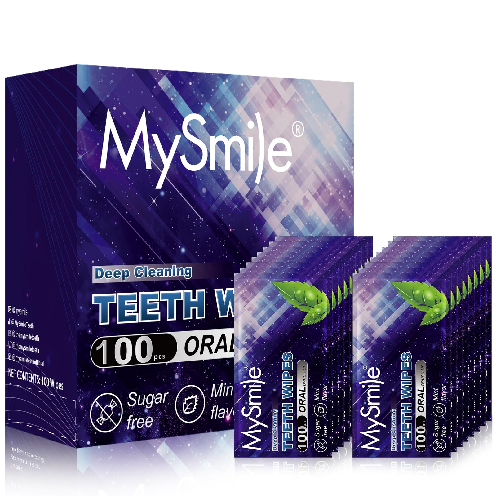 Lingettes dentaires MySmile emballage individuel pratique pour transporter