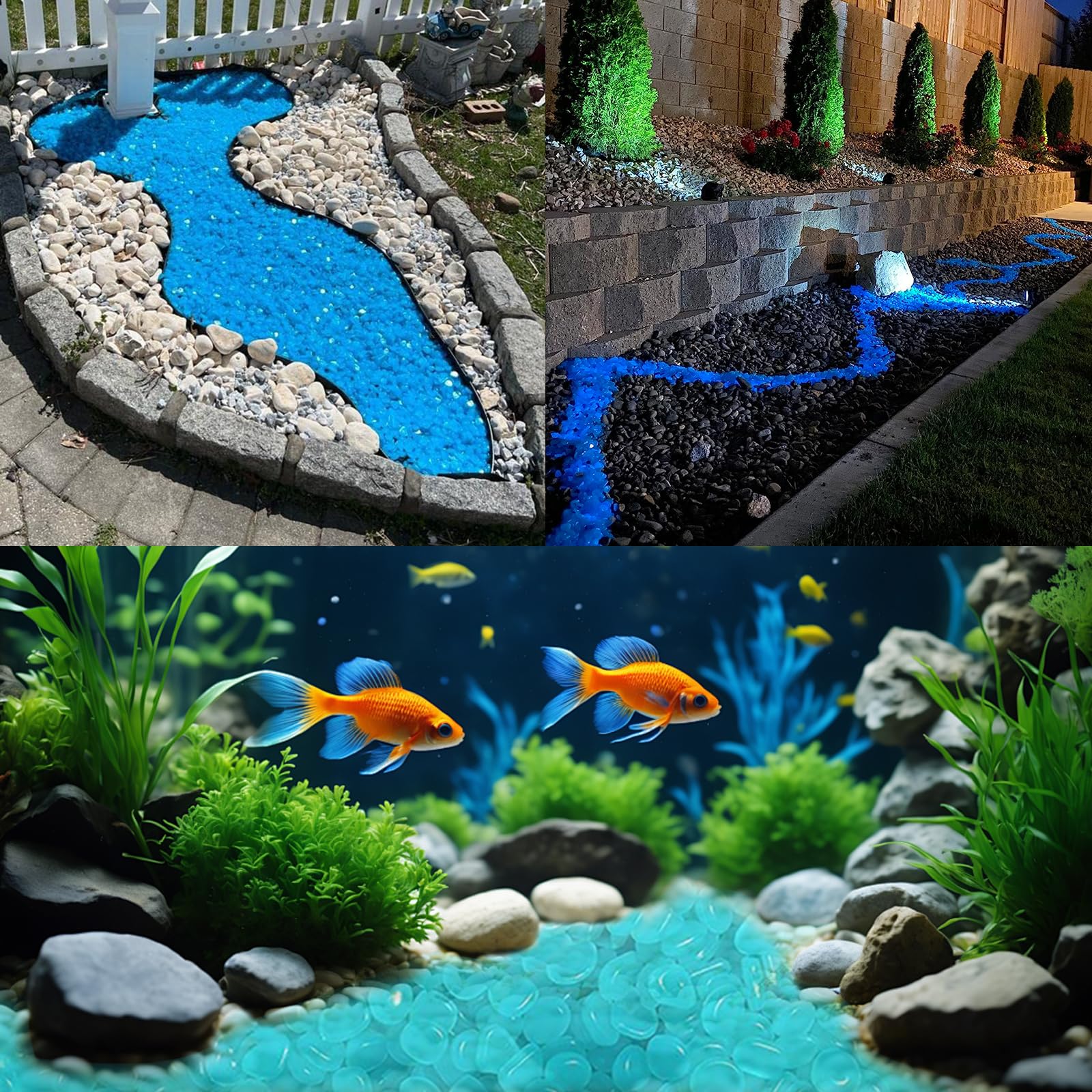 Galet lumineux bleu Mzekgxm pour aquarium, ambiance apaisante.