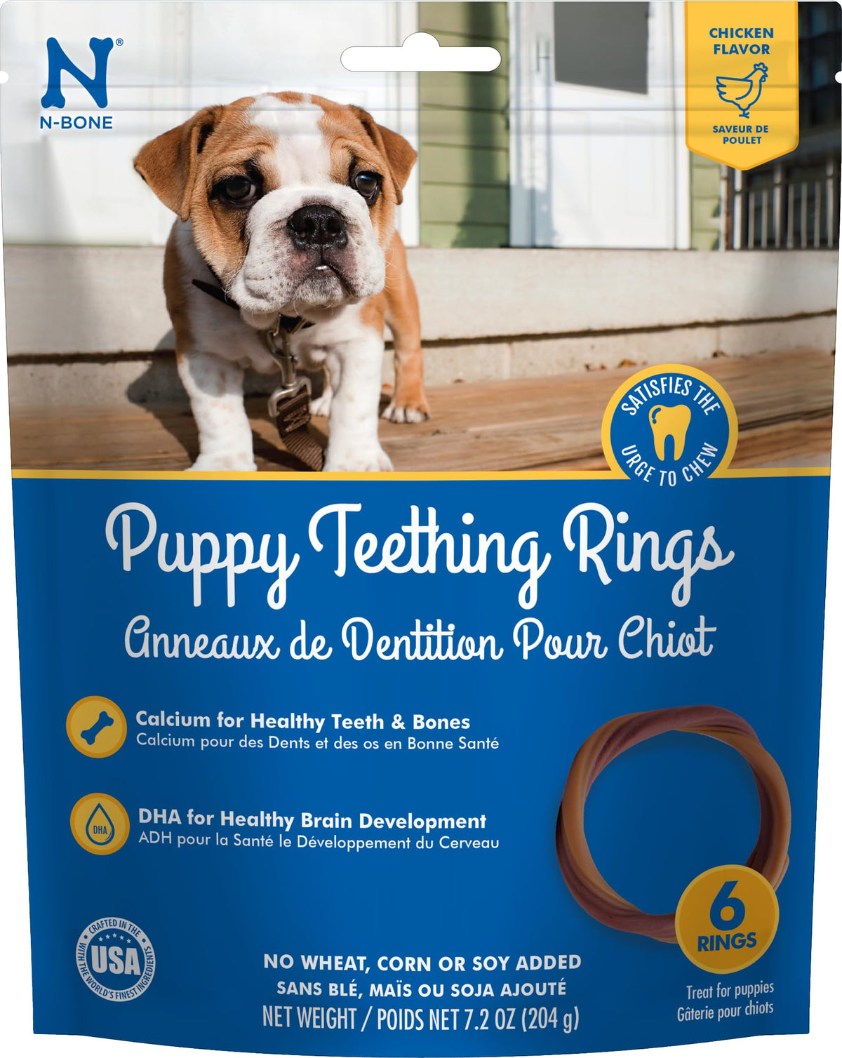 N-Bone chiot anneau dentition poulet lot six, pratique et facile à saisir.