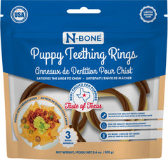 N-Bone Puppy anneau dentition Saveur Texas Queso Con Carne, plaisir et soulagement des gencives.