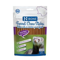 N-Bone Ferret Chew Sticks saveur bacon pour furets, plaisir durable et soutien des dents.