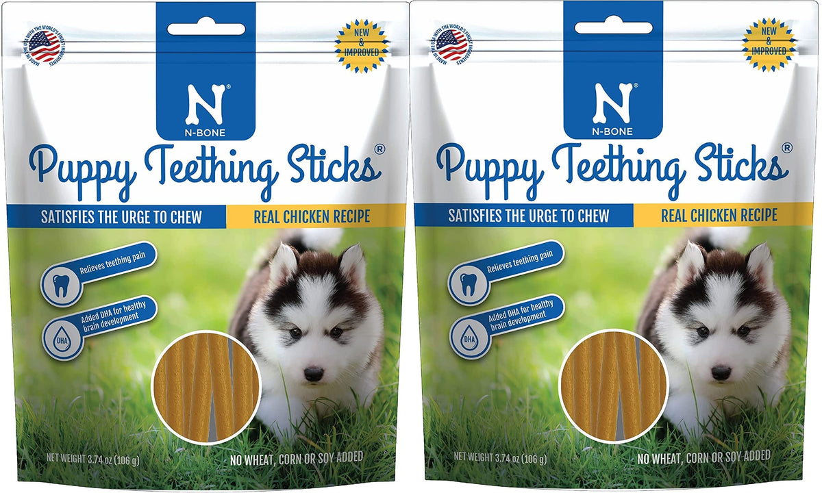 N-Bone friandises dentition chiots, texture souple pour gencives sensibles et dents naissantes.