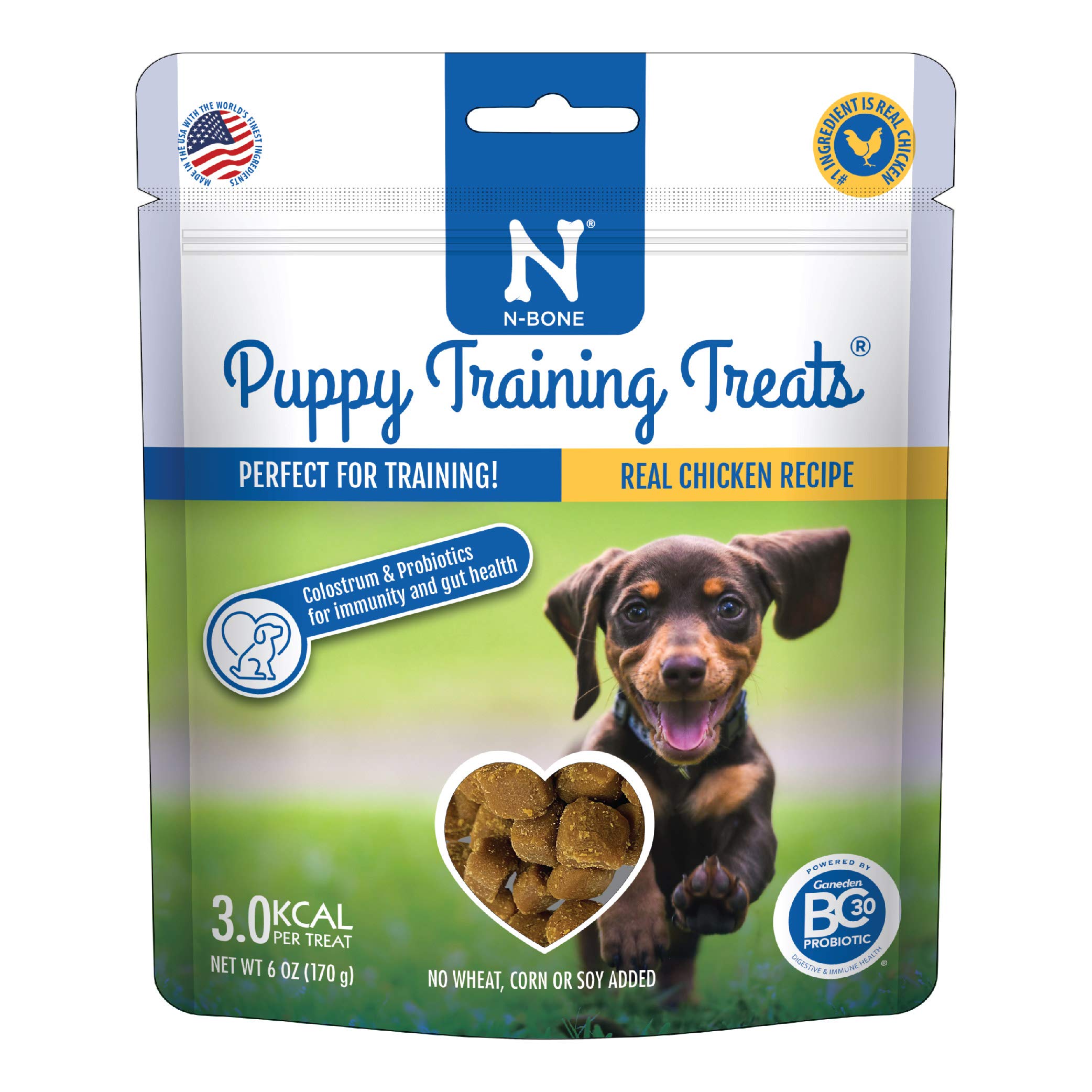 Friandises d'entraînement N-Bone au poulet réel pour chiots, sachet pratique 6 oz.