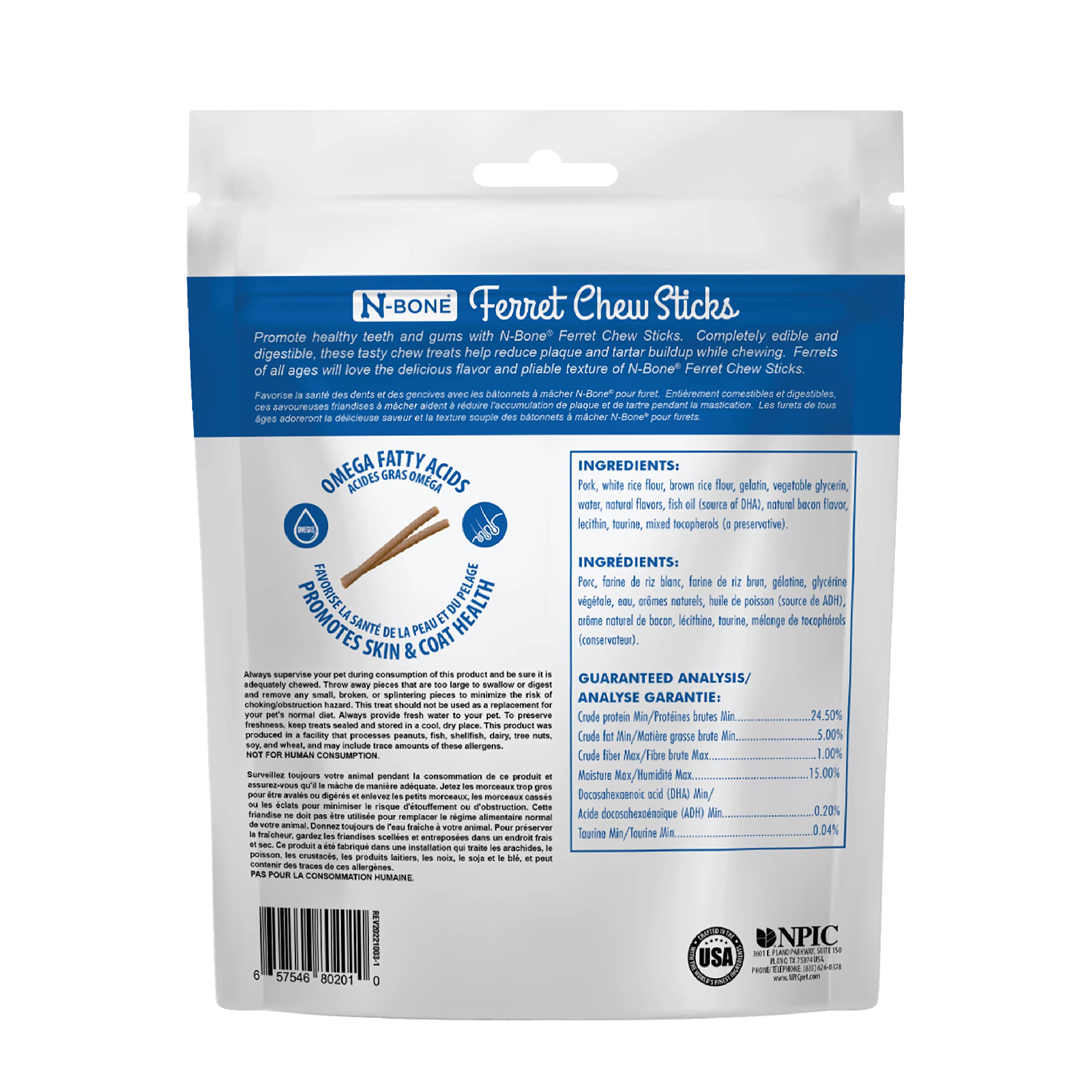 N-Bone furet batonnet texture dense, mastication longue et satisfaisante.