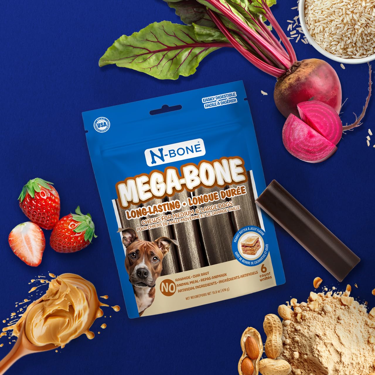 N-Bone Mega-Bone – parfum agréable lors du mâchage et de l’ouverture.