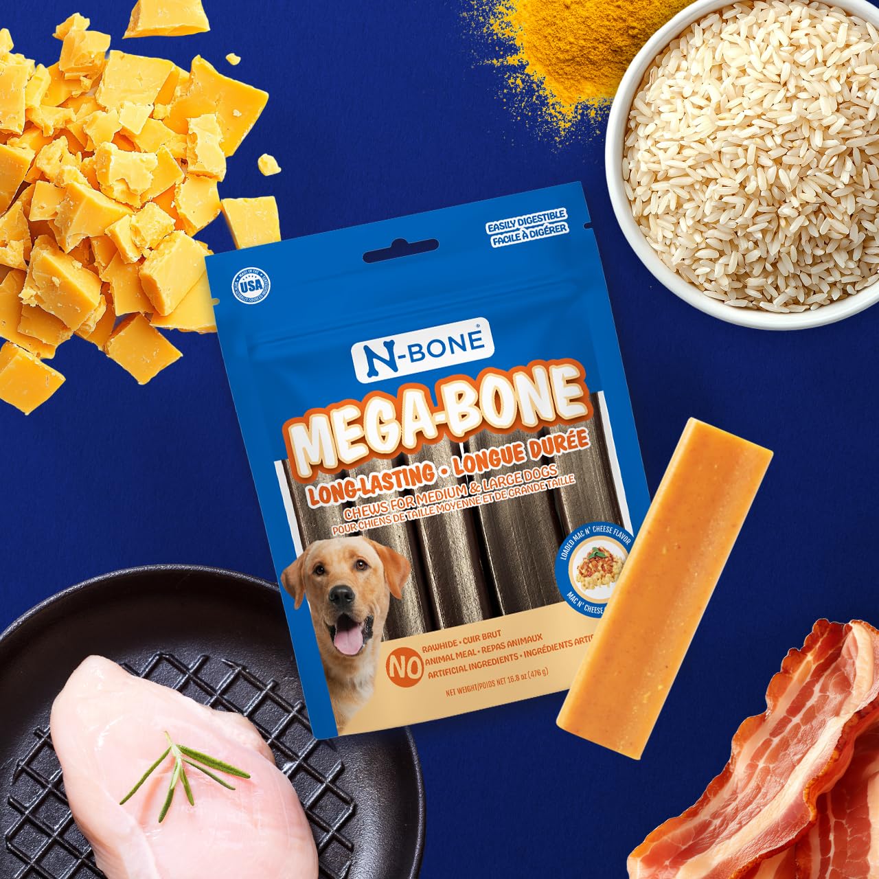 N-Bone Mega-Bone conviviale pour chiens, sans compromis sur la saveur.