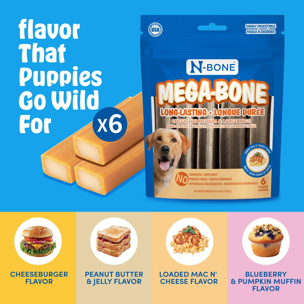 N-Bone Mega-Bone convient aux chiens actifs recherchant une expérience gustative.