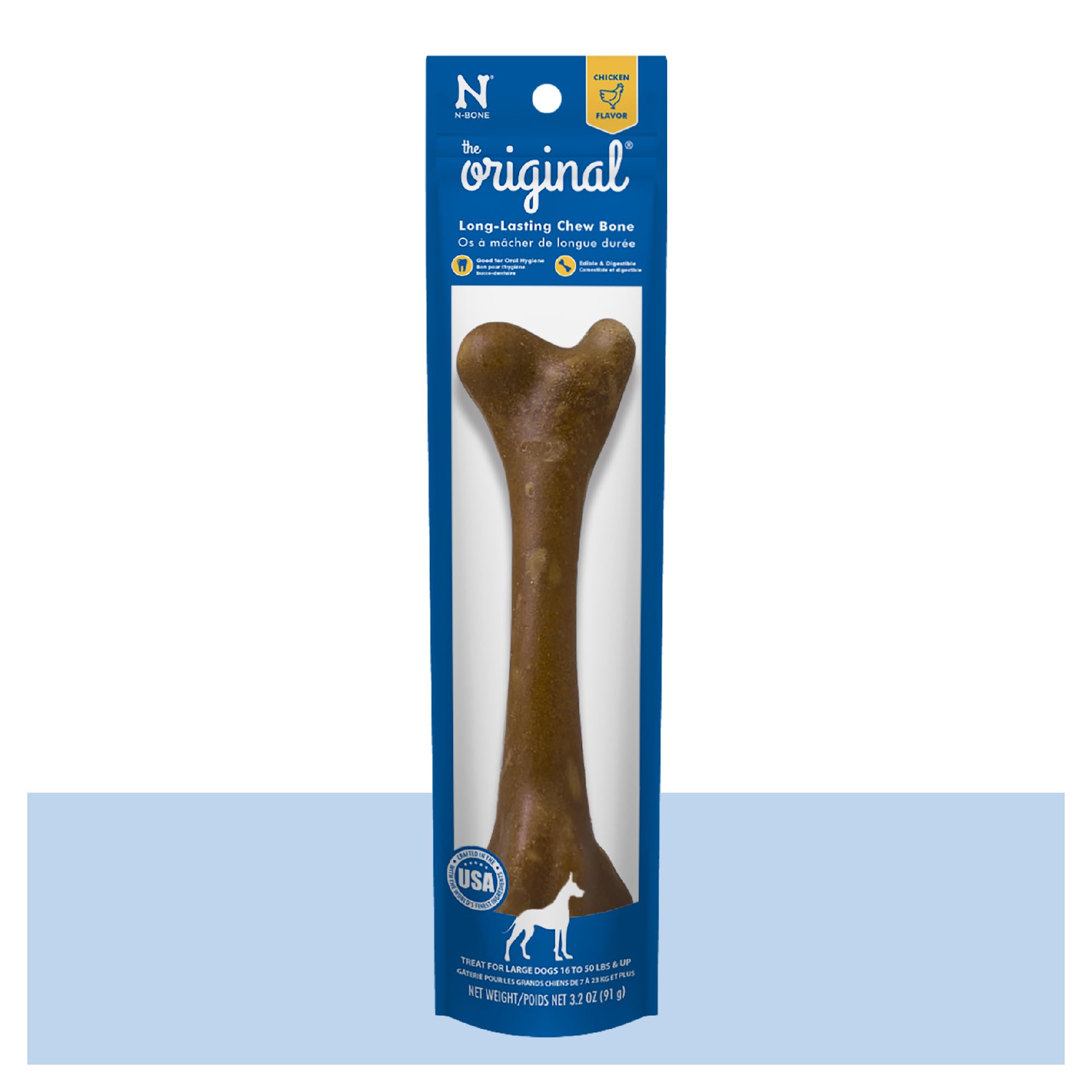 N-Bone os chien original dans sachet grand format, récompense savoureuse au poulet.