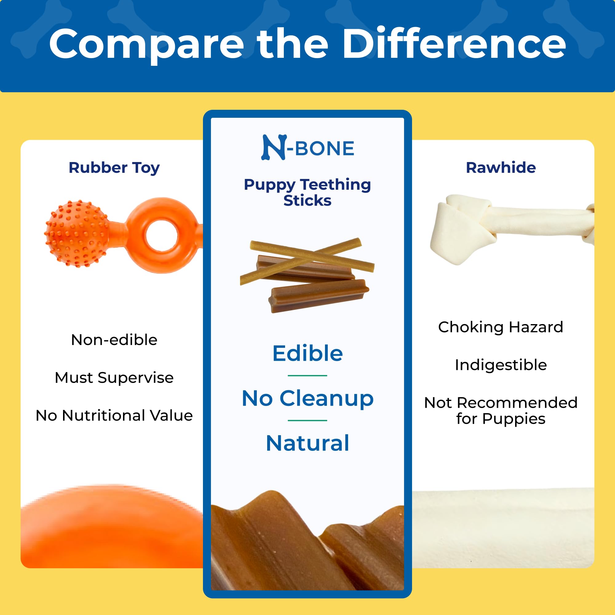 N-Bone Puppy Teething Sticks Jumbo texture souple, massage en douceur des gencives.
