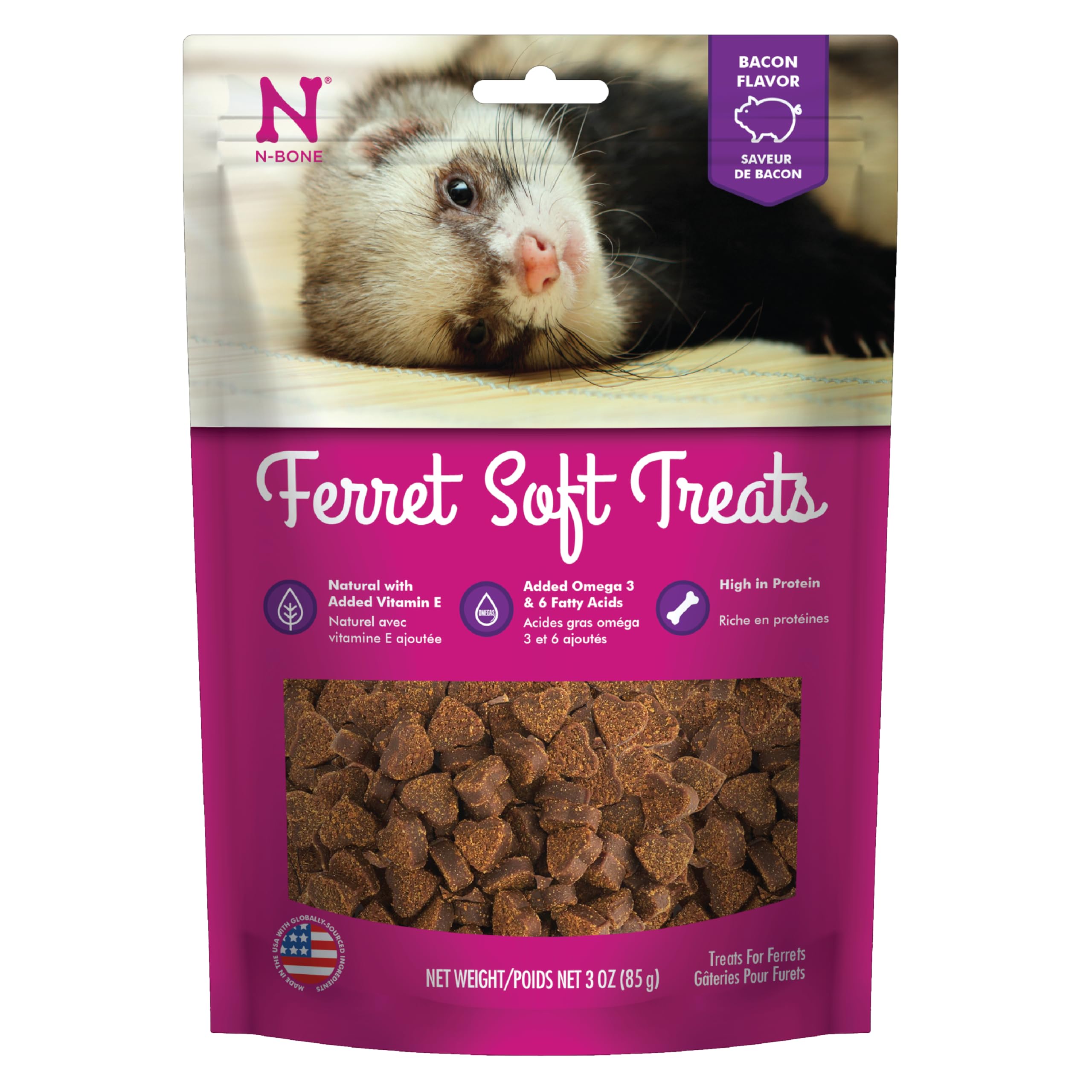 N-Bone sachet furet-delice-bacon, récompense savoureuse pour votre furet