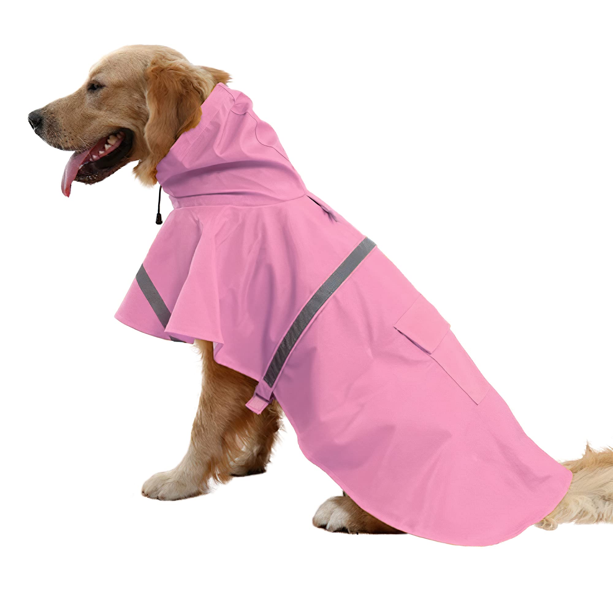 Manteau NACOCO imperméable rose pour chien, dos réfléchissant pour meilleure visibilité.