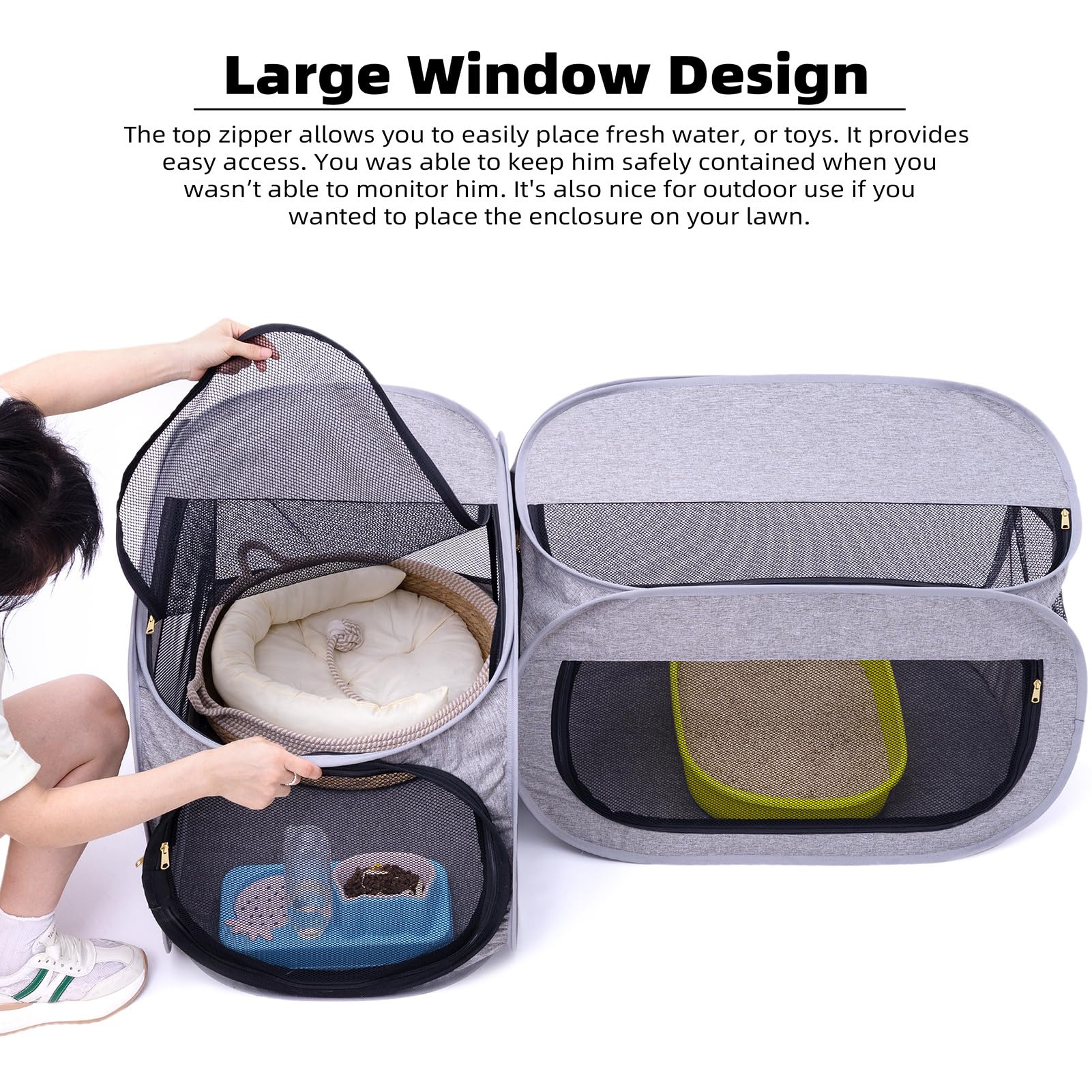 NAFU parc d'angle – ouverture supérieure pratique pour jouets et eau.