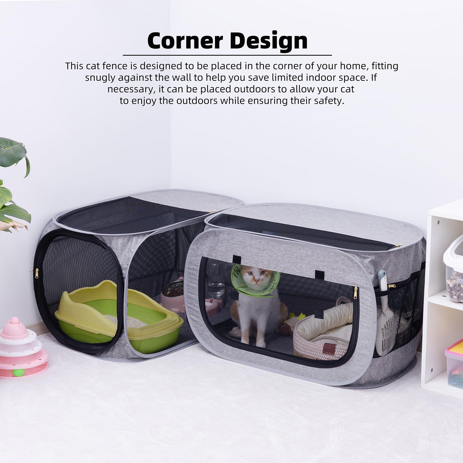 NAFU parc d'angle – parfait pour intérieur et extérieur sécurisé.