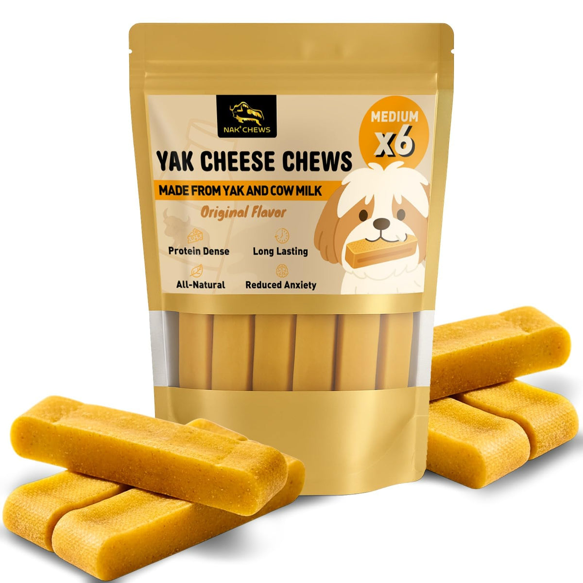 NAK Fromage de Yak – emballage clair, friandise naturelle pour chiens, mastication agréable
