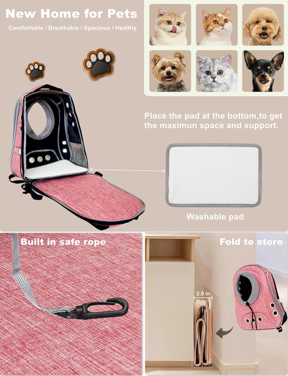 NALIYOUHU Sac dos chien tissu durable résistant aux morsures et à l'usure.
