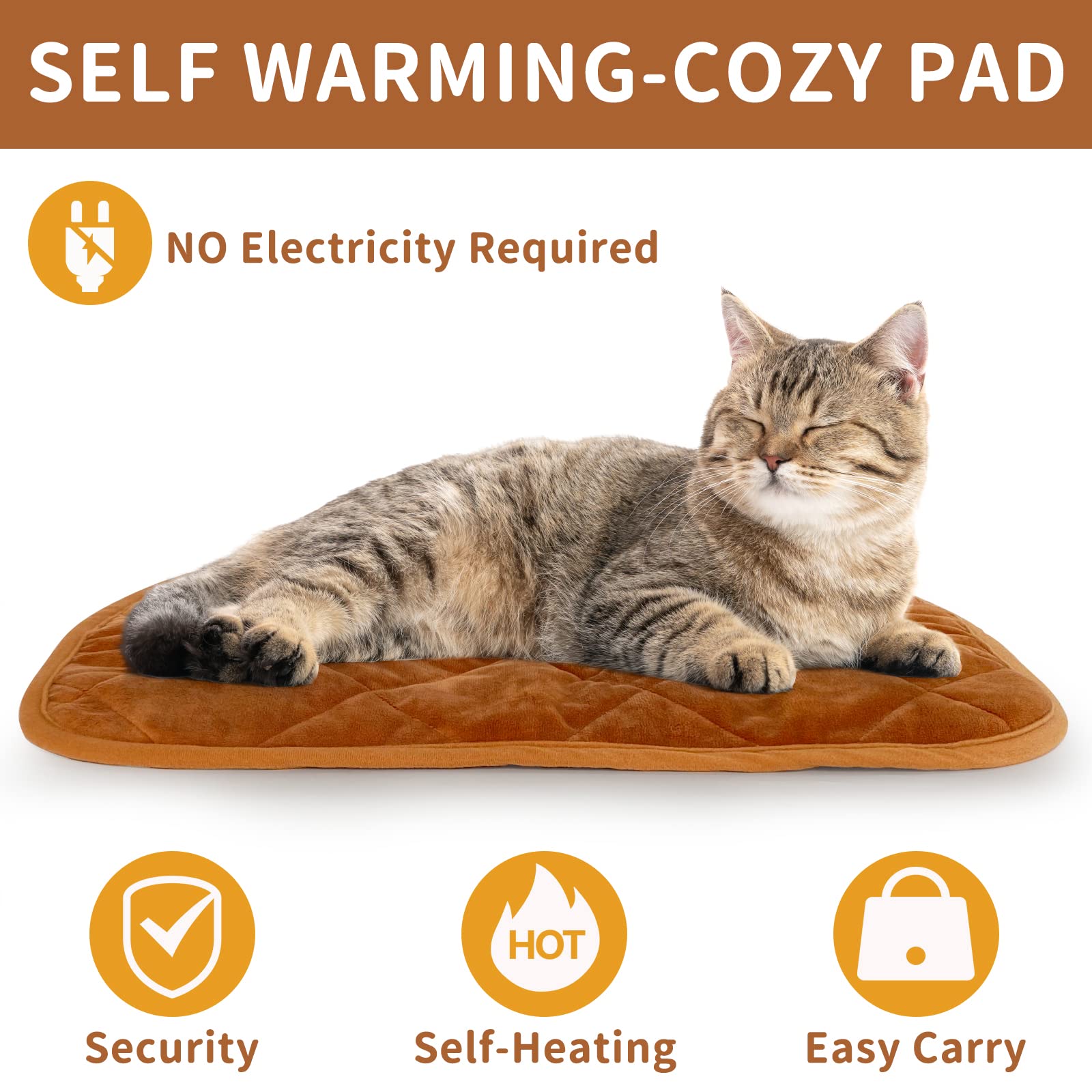 NAMOTEK tapis auto-chauffant chat plein air, logement léger et portable.