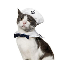 Chapeau marin NAMSAN pour chat, parfait pour un look chic en fête.