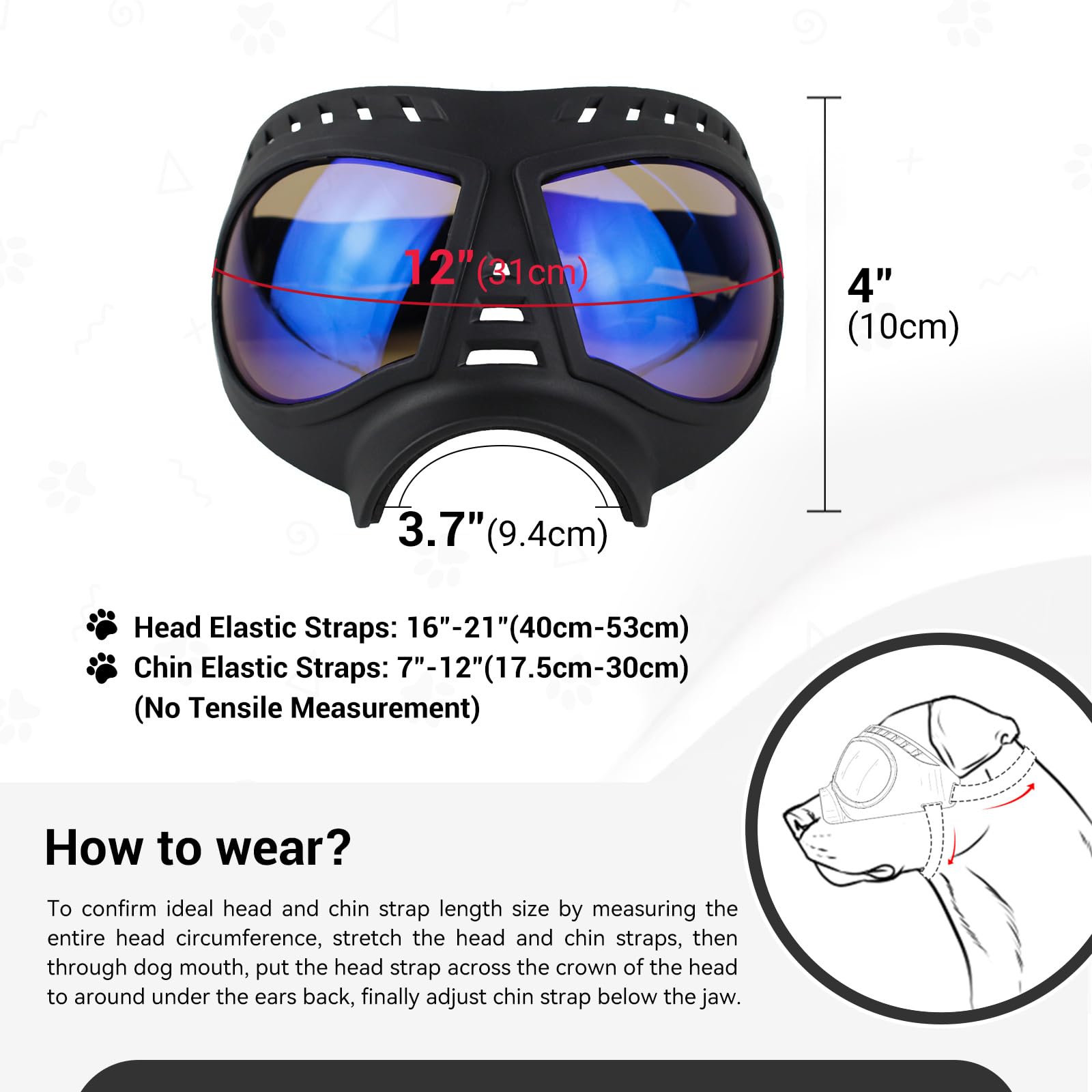 Confort des lunettes NAMSAN sur le museau des chiens.