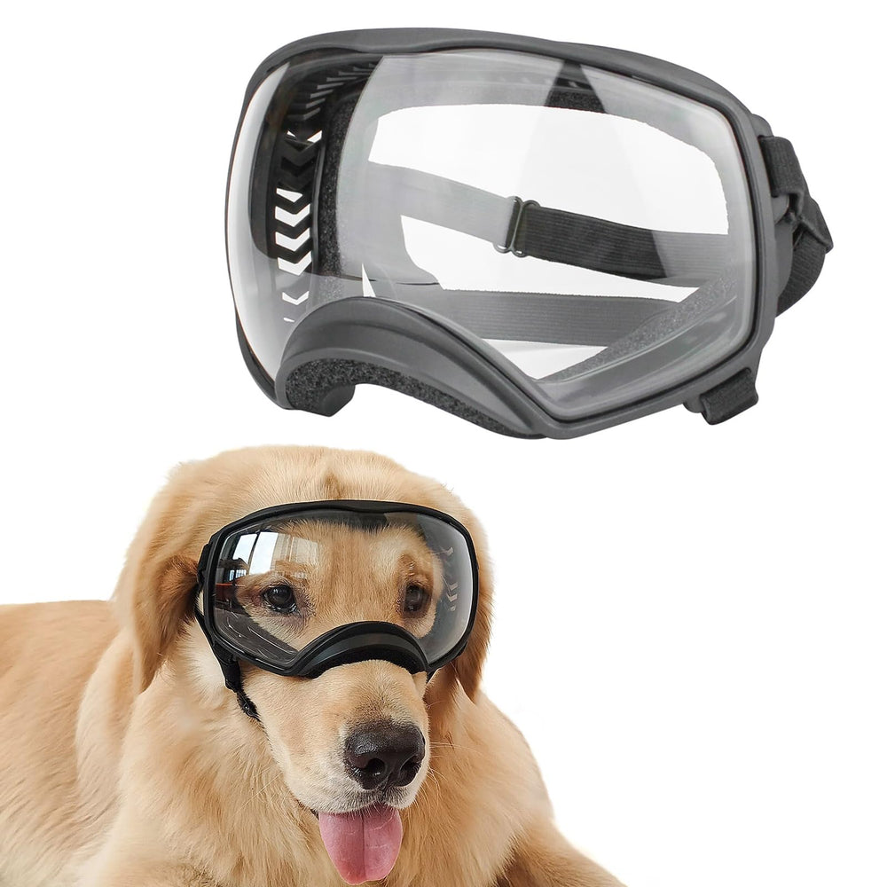 Lunettes NAMSAN pour chien grandes lentilles transparentes offrant une vision claire.
