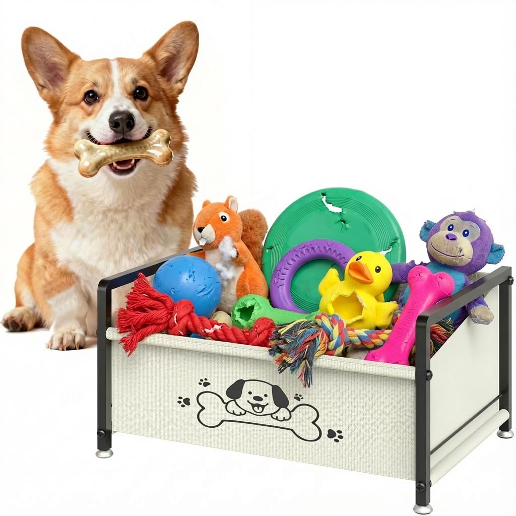 NANAGIFTREE, boîte à jouets chien, cadre métallique robuste pour le rangement.