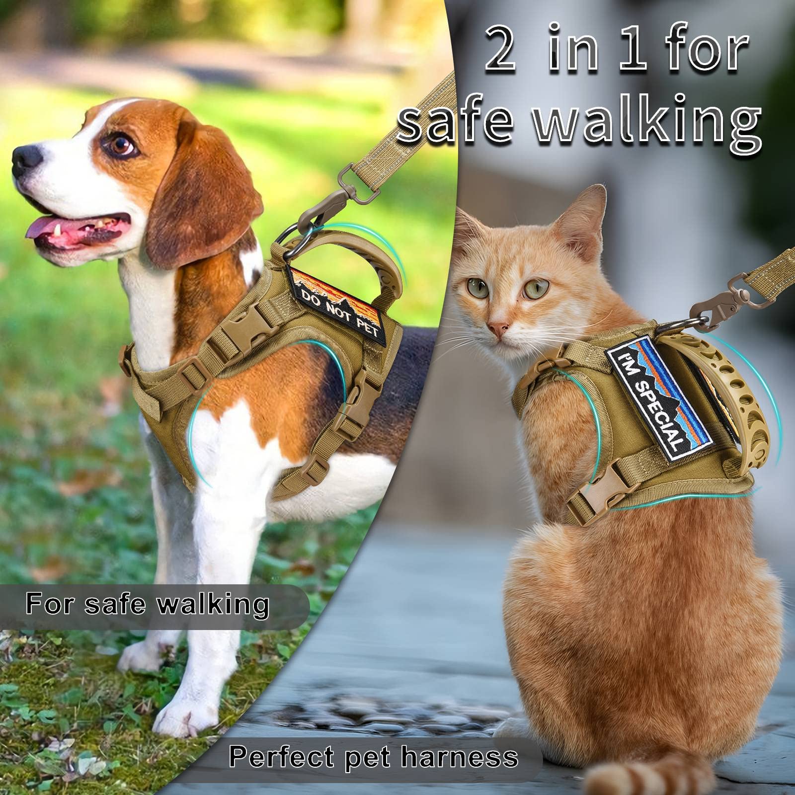 nanappice laisse-chat-tactique de 5 pieds pour contrôle fiable en promenade