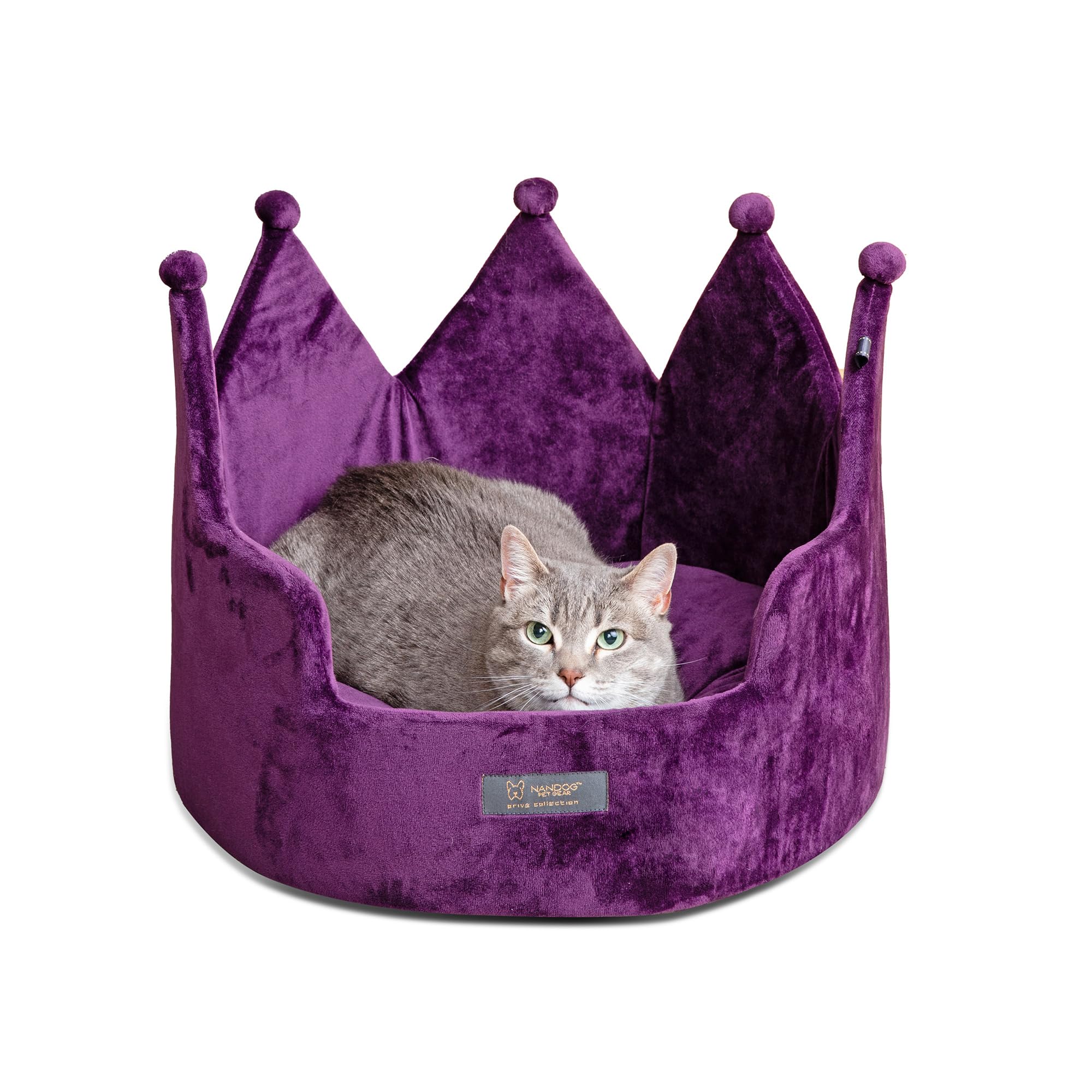 NANDOG lit couronne rose pour petit chien, repos royal et confort.