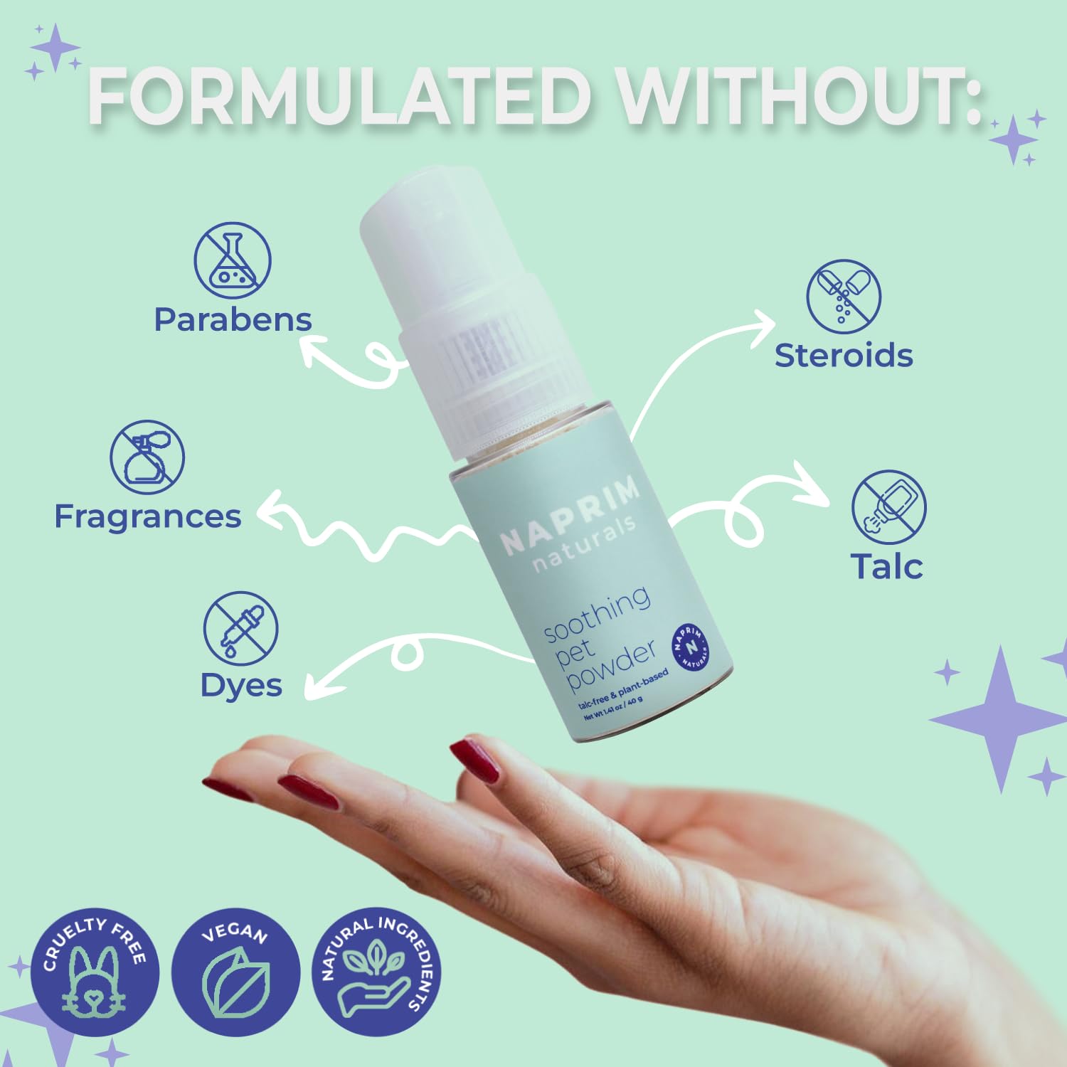 Naprim Naturals application pattes chien, aide à garder la peau sèche après promenades.