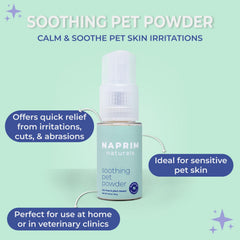 Naprim Naturals emballage poudre chien, format pratique pour le déplacement.