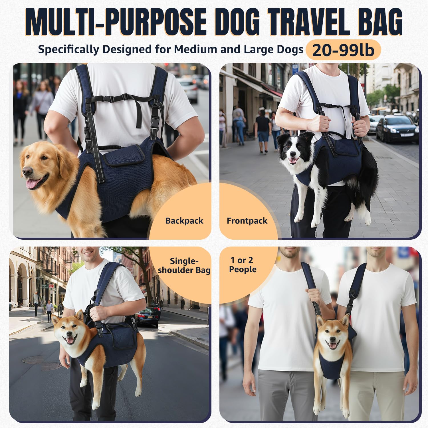 Nasjac harnais porte-chien maillage respirant pour le confort du chien.