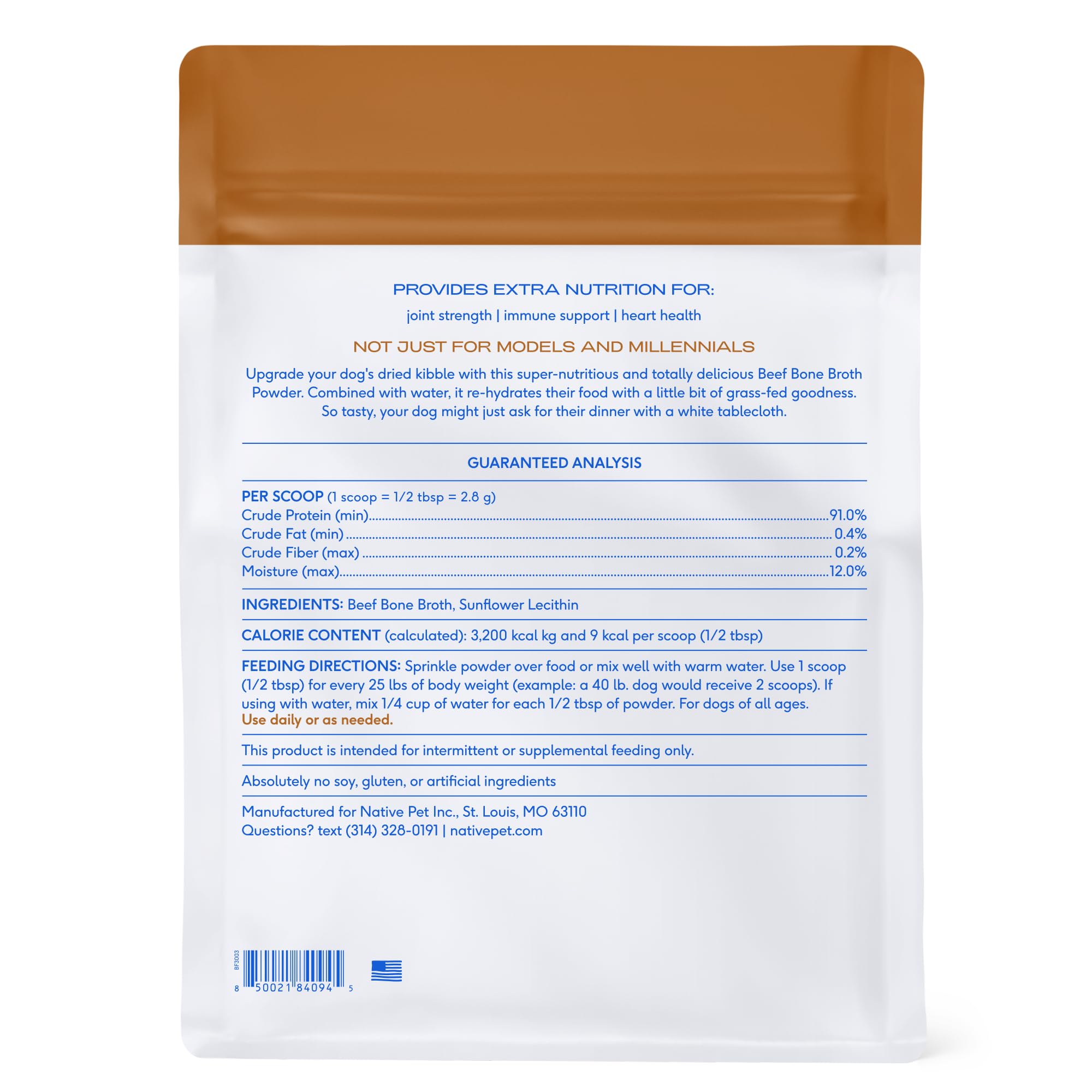 Native Pet bouillon os boeuf dosage facile, parfait pour un repas rapide