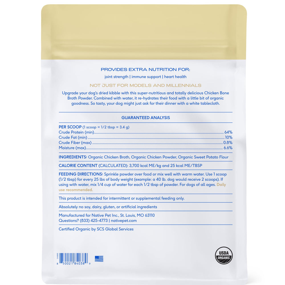 Produit biologique en poudre sans additifs pour chiens et chats.
