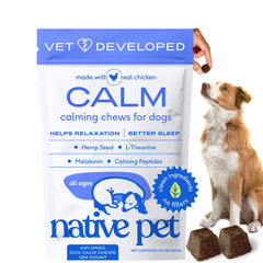 Bouteille Native Pet, friandises apaisantes XL pour chiens.