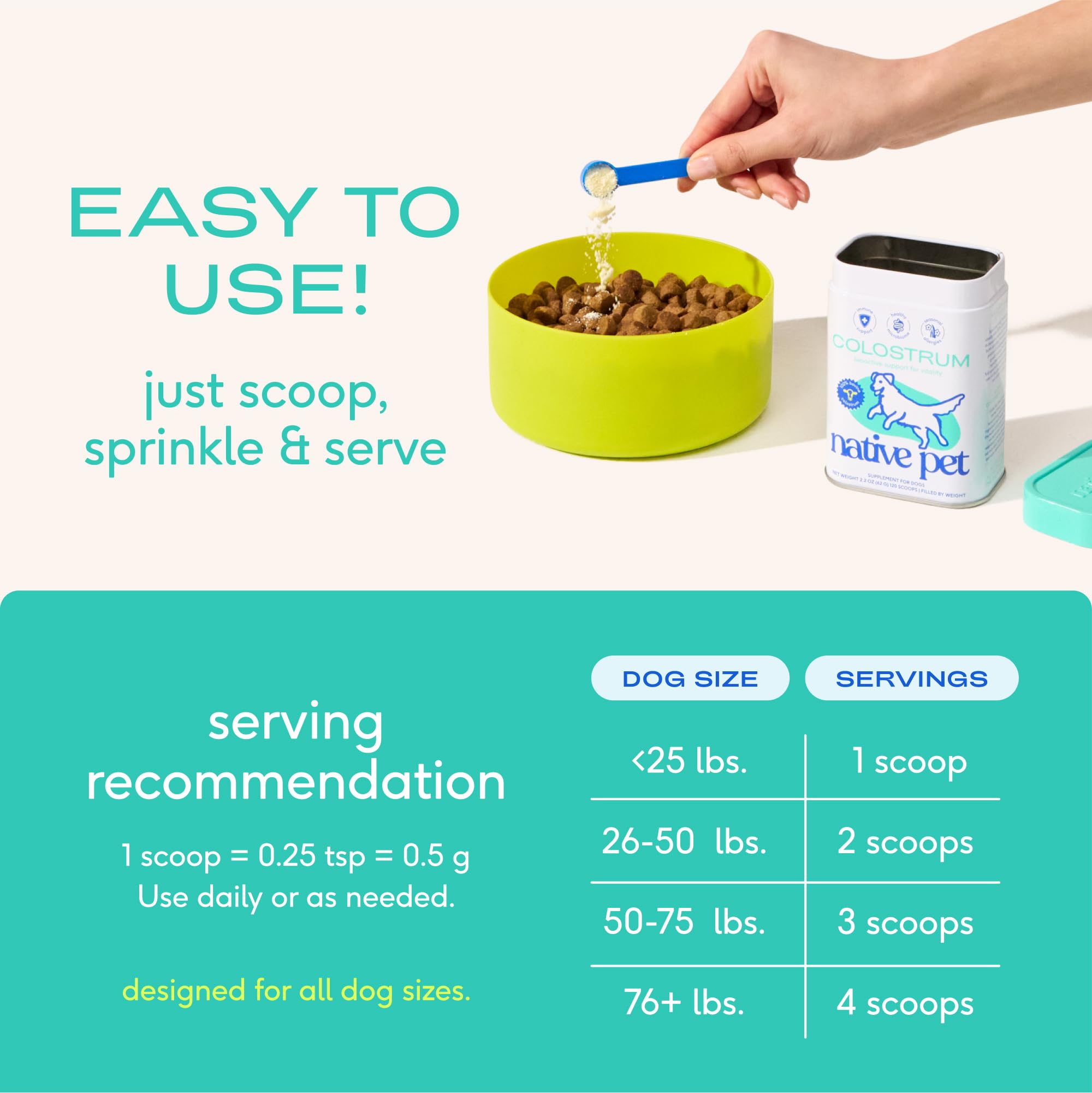 Native Pet Colostrum – fabriqué aux États‑Unis.