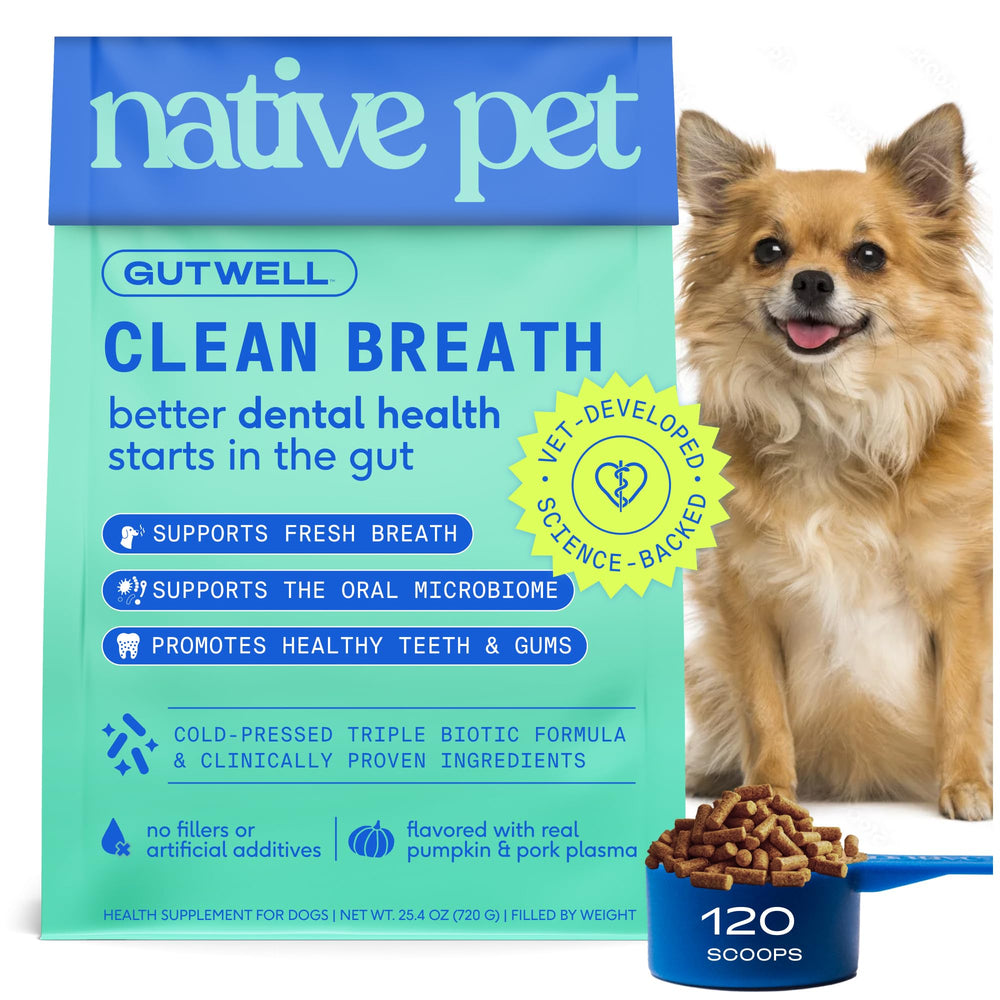 Native Pet GutWell - Bouteille doseur: haleine fraîche quotidienne pour chiens.