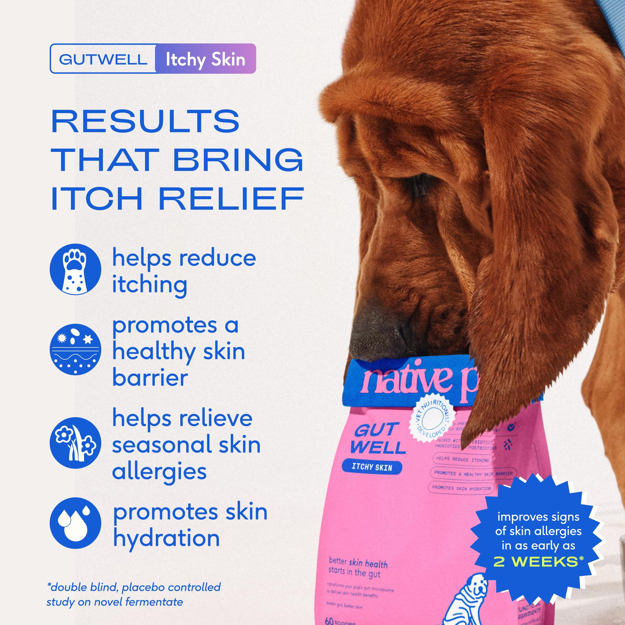 GutWell Native Pet – granulés hydratation-peau pour peau plus souple.