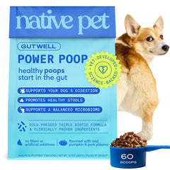 Native Pet GutWell Power Poop — bouteille pratique pour soutenir la digestion et la régularité.