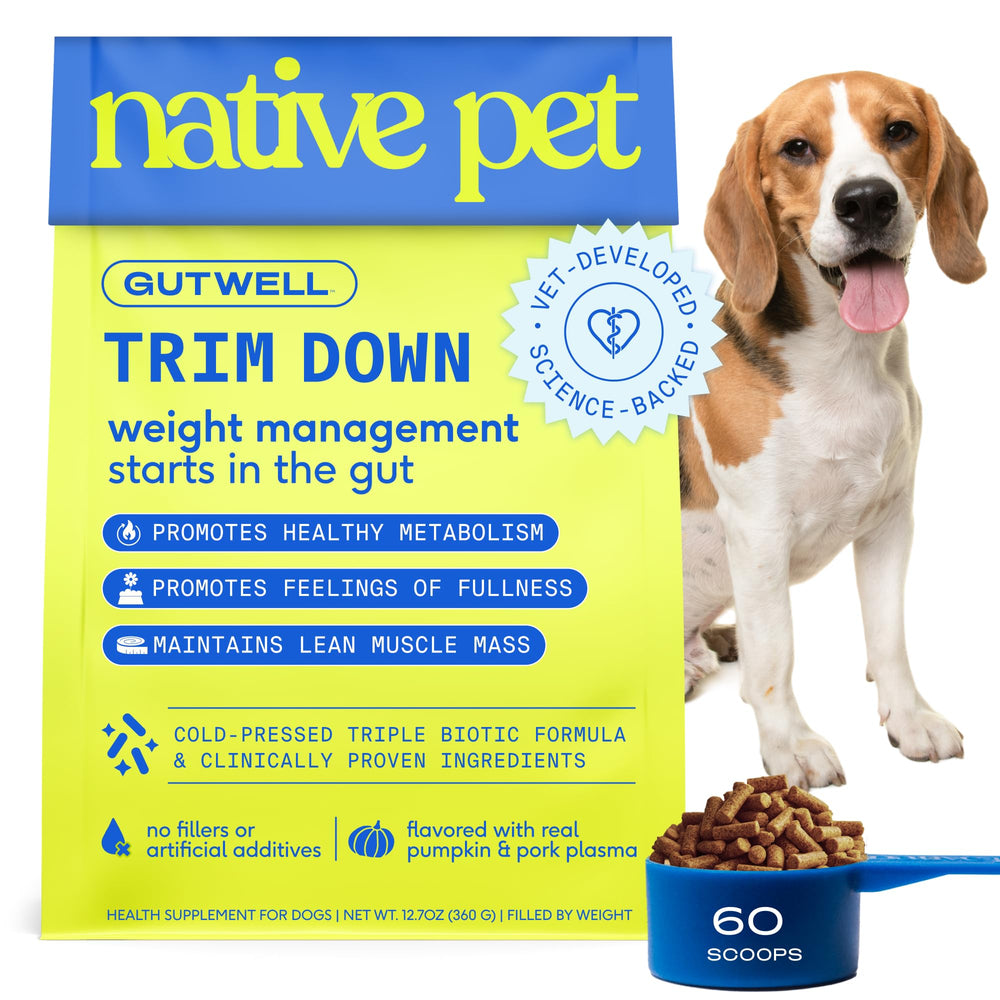 Native Pet GutWell Trim Down emballage prêt à l’emploi, dosage facile.