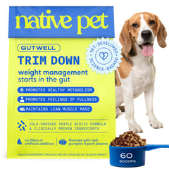 Native Pet GutWell Trim Down emballage prêt à l’emploi, dosage facile.