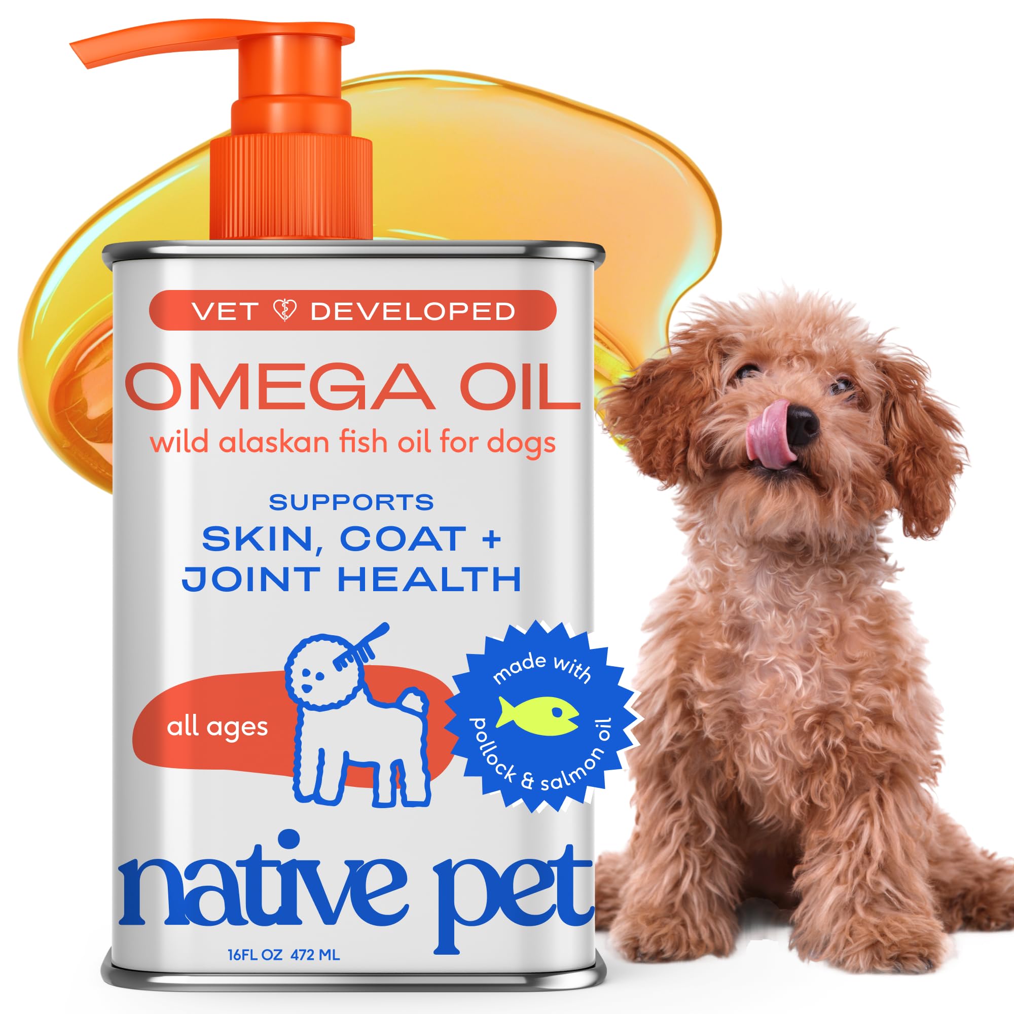 Native Pet huile saumon alaskan bouteille: soutien peau et pelage sains.