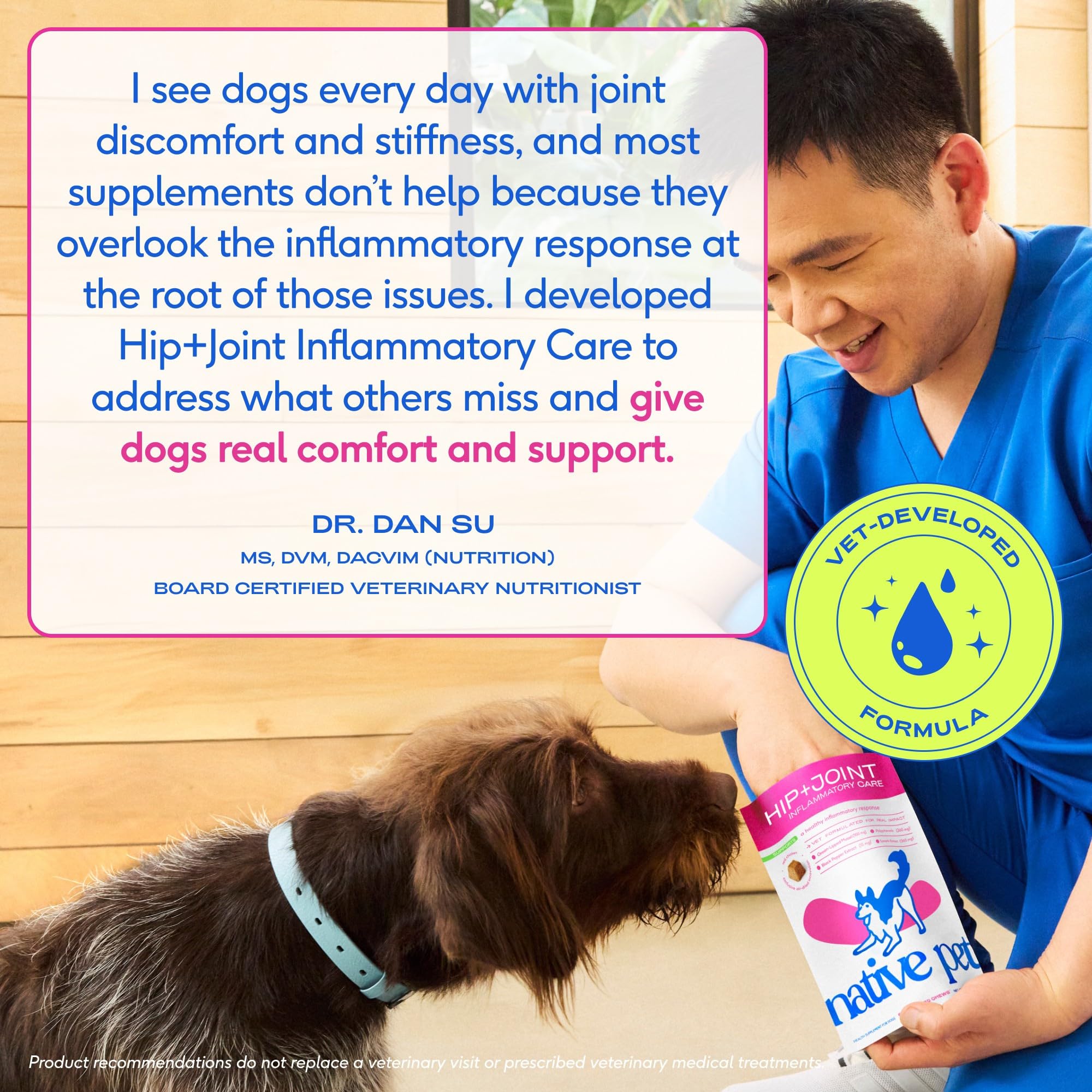 Native Pet Inflammatory Care – produit fabriqué aux États-Unis avec ingrédients propres.