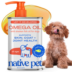 Native Pet Omega 3: bouteille avec pompe pour chiens et chats.