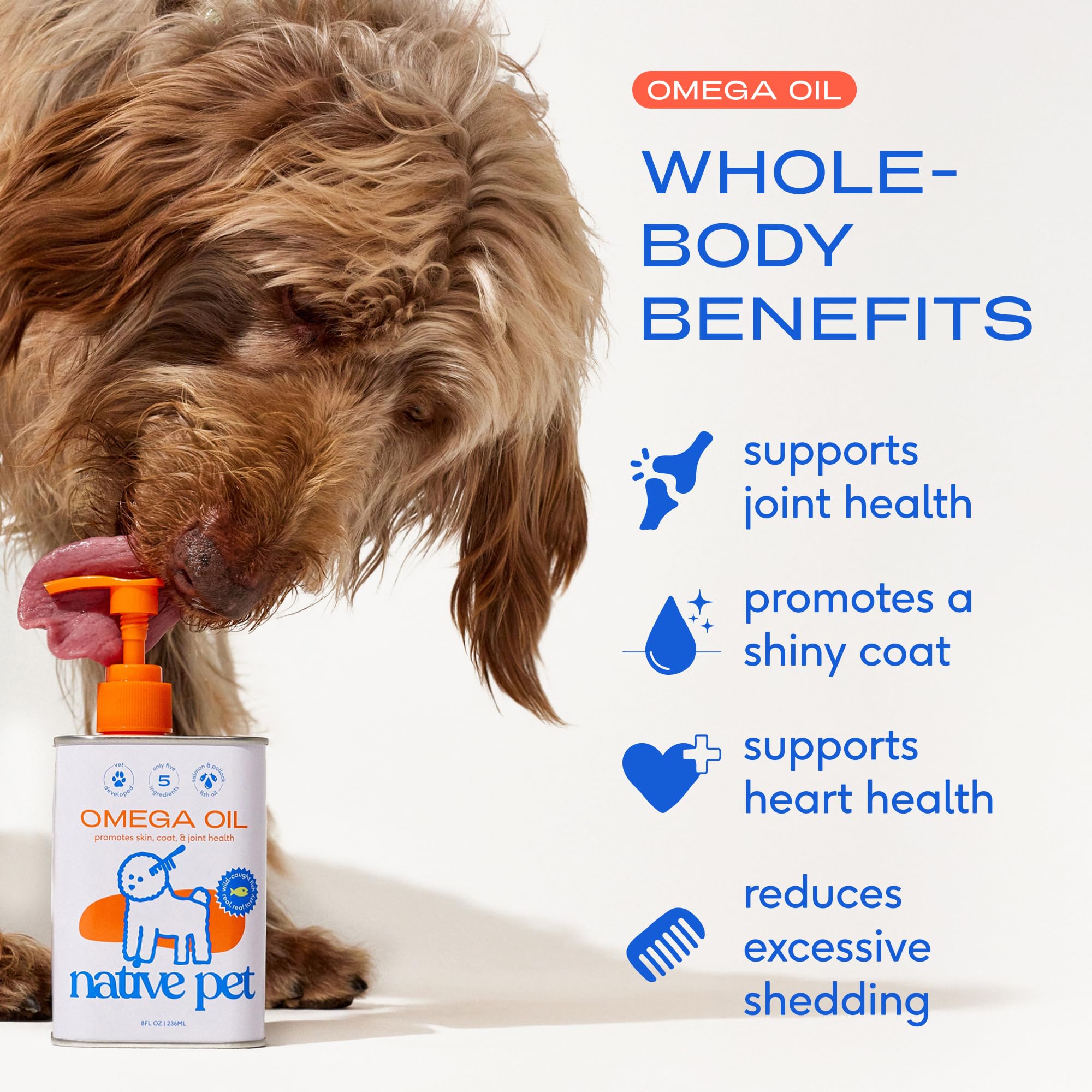 Native Pet Omega 3: saumon sauvage d’Alaska, huile naturelle.