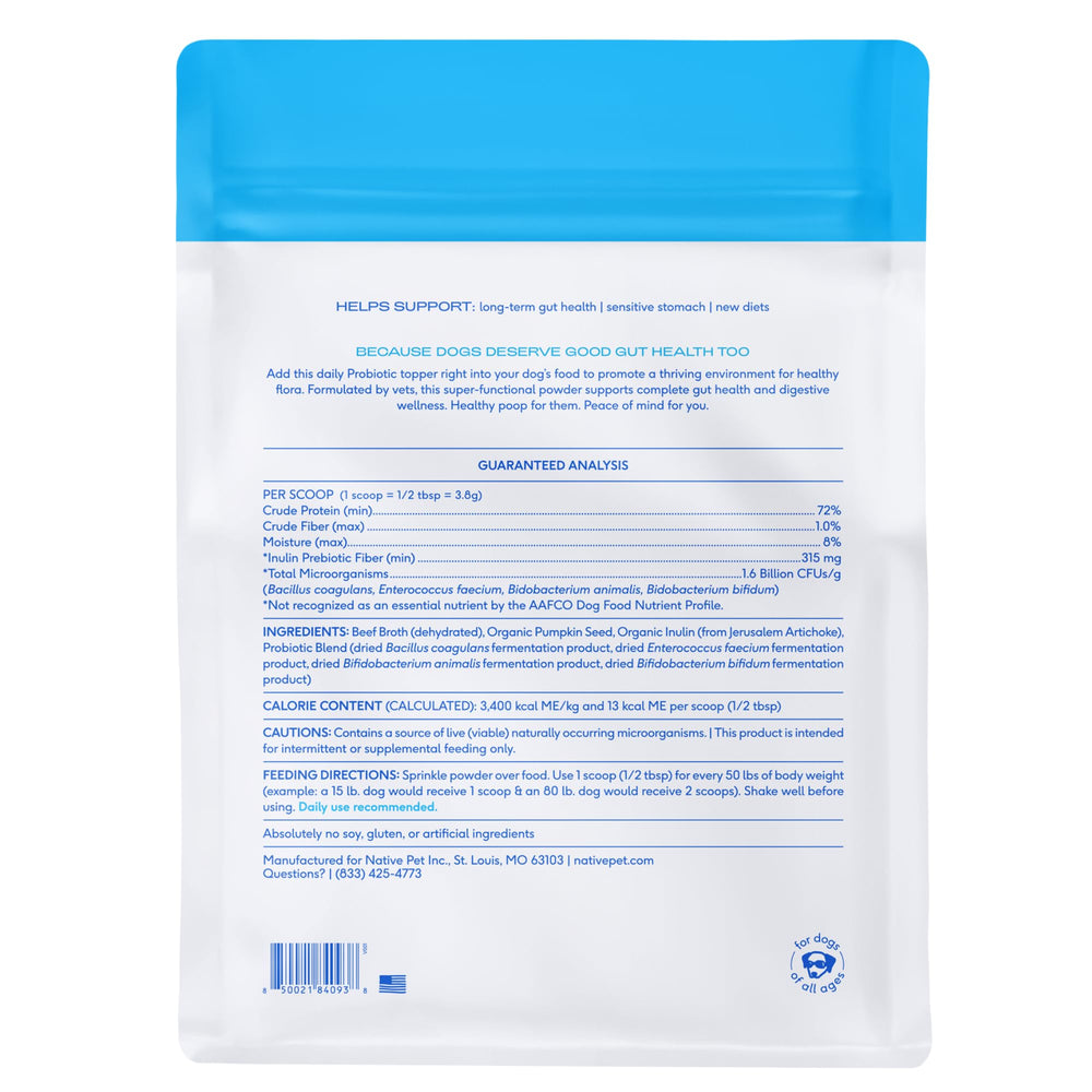 Native Pet Probiotics adaptable à toutes les races et âges