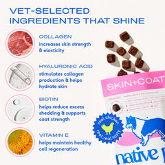 Native Pet Skin & Coat Chews, contrôle des chutes de poils.