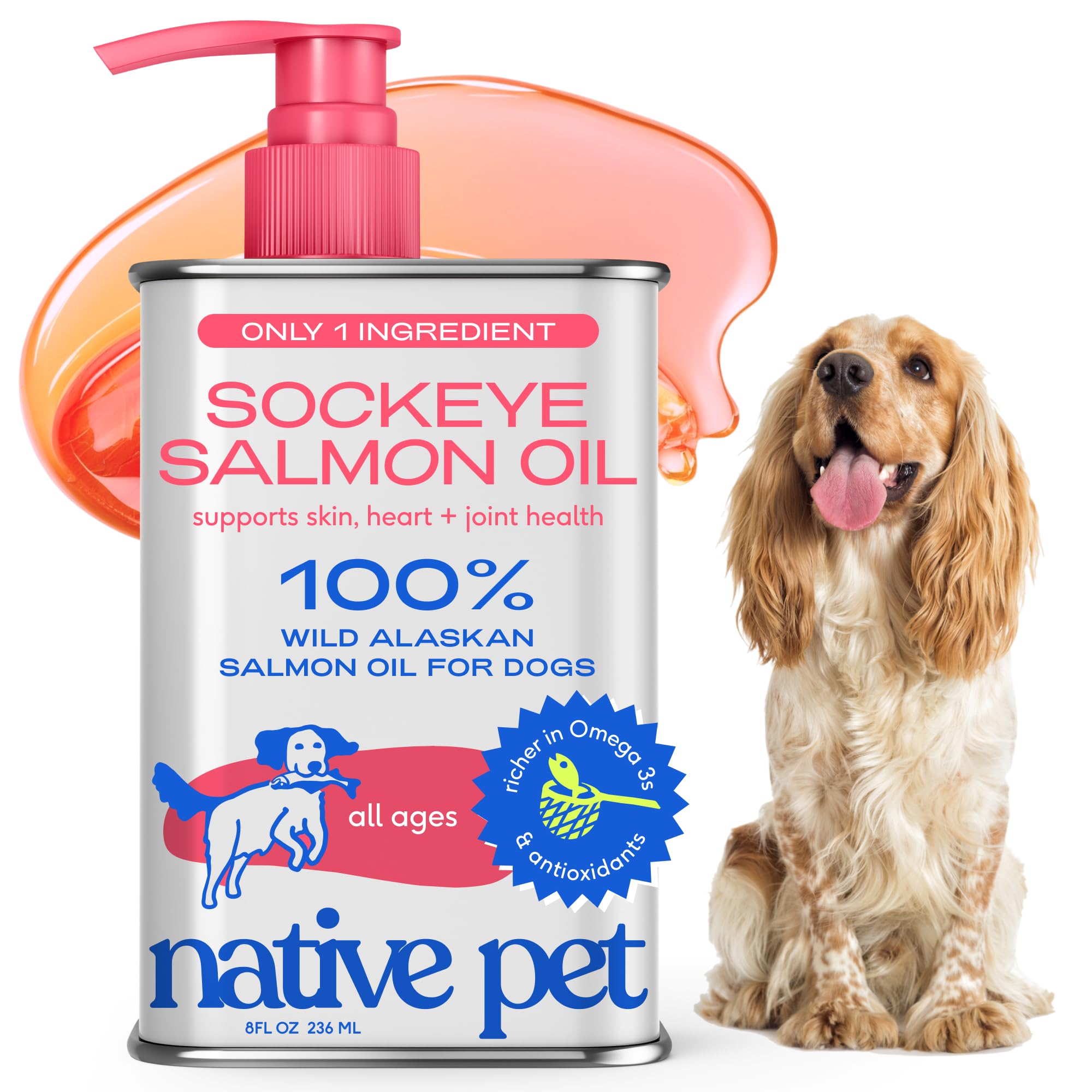 Native Pet Sockeye: bouteille-pompe pour dosage précis sur chaque repas