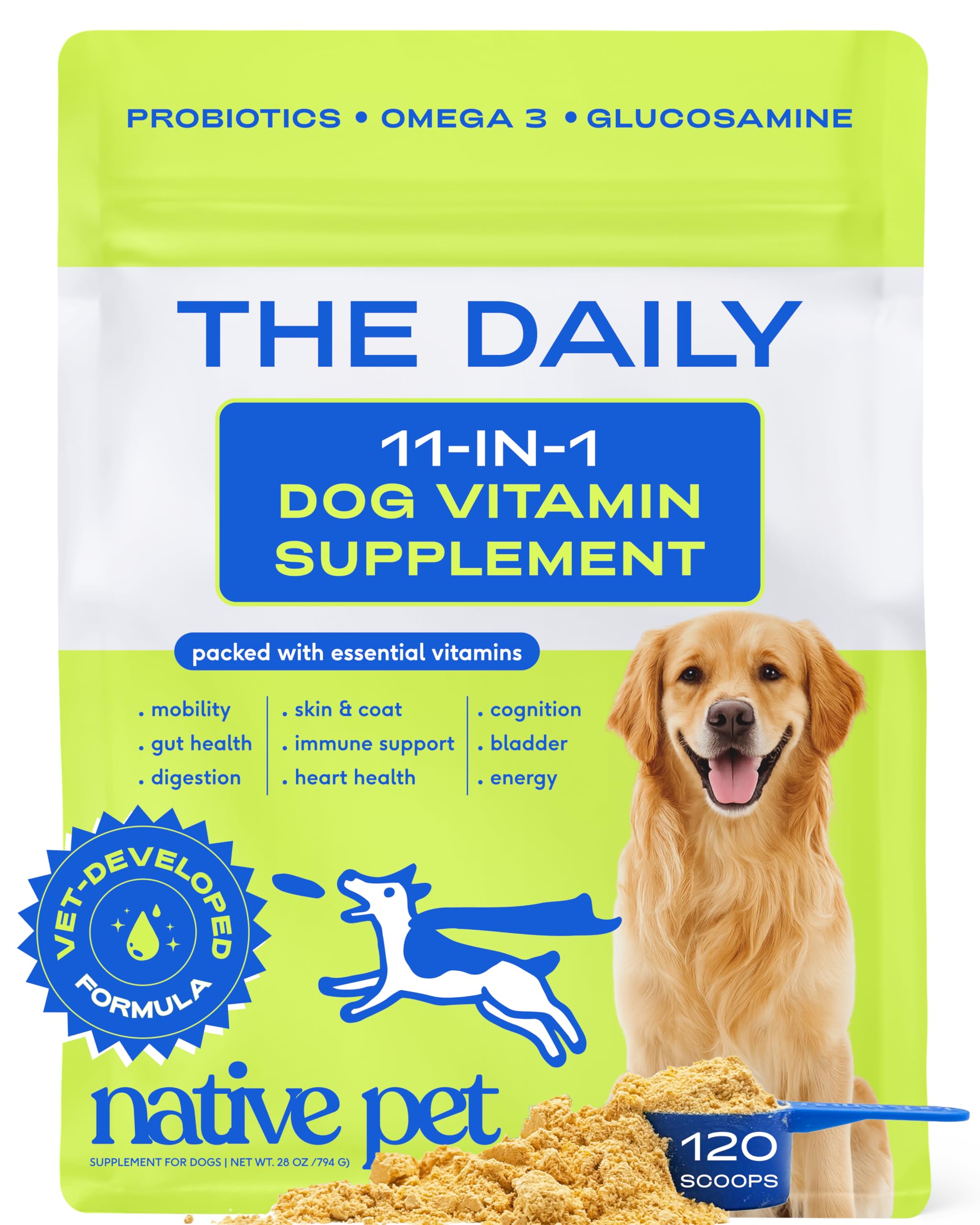 Native Pet vitamine quotidienne chien 11-en-1: dose pour digestion et énergie