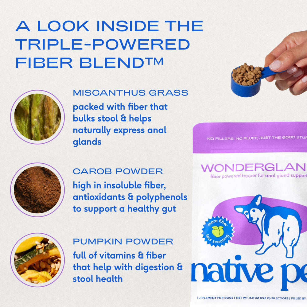 Native Pet WonderGland, mélange triple-fibres pour soutenir la consistance des selles