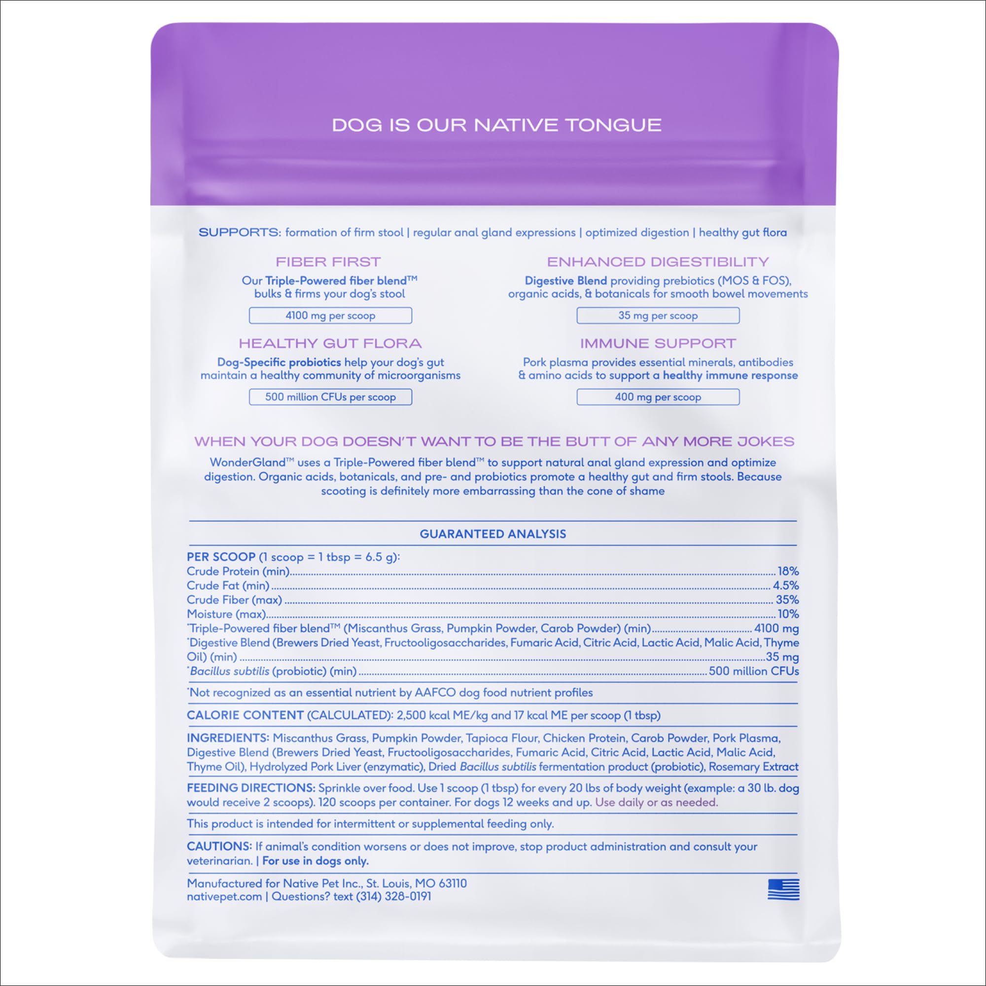 Native Pet WonderGland, topper probiotique et fibres, soutien digestif quotidien