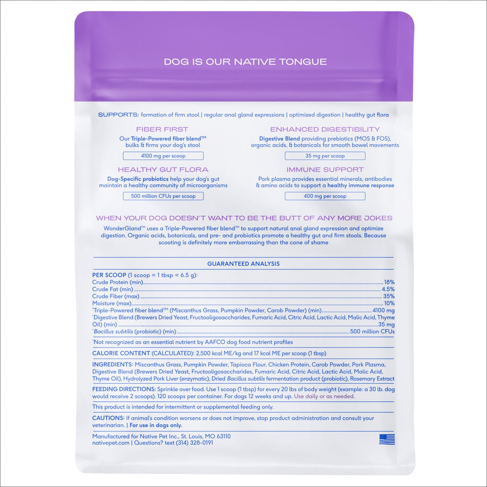 Native Pet WonderGland, topper probiotique et fibres, soutien digestif quotidien